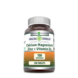 Calcium Magnesium Zinc + Vitamin D3 - 300 Tablets (100 Servings)